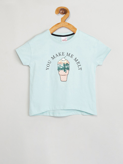 

max Girls Turquoise Blue Embellished Top