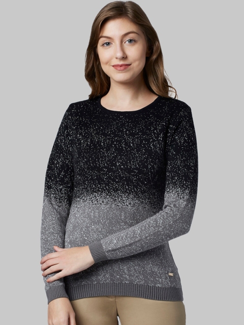 

Park Avenue Woman Black & Grey Colourblocked Pullover Sweater