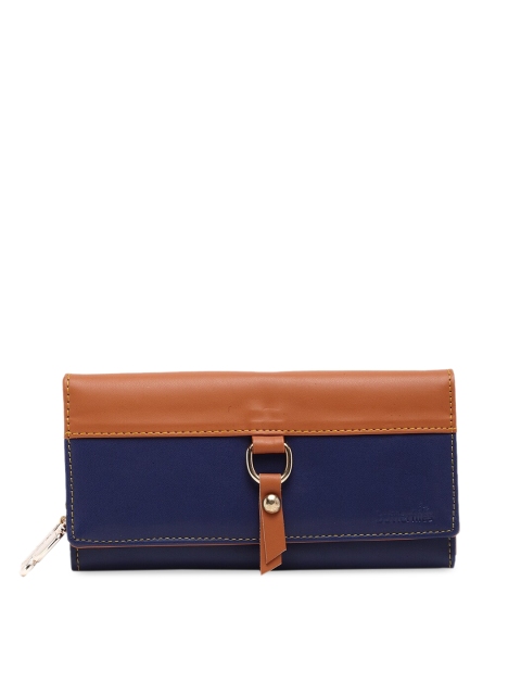 

Butterflies Women Tan & Blue Colourblocked Two Fold Wallet
