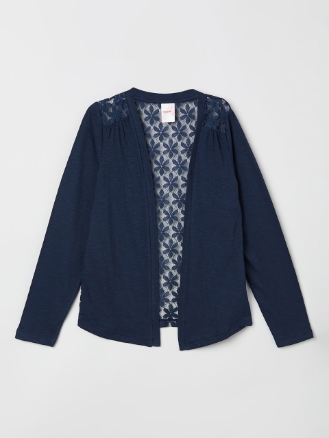 

max Girls Blue Solid Open Front Shrug