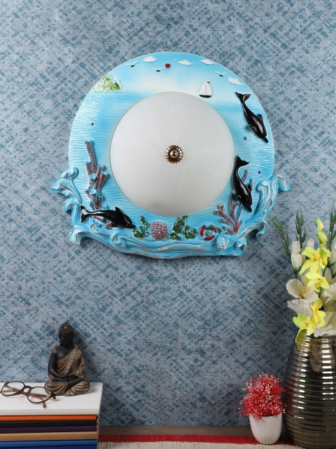 

LUXSUN Blue Textured Traditional Wall Lamp