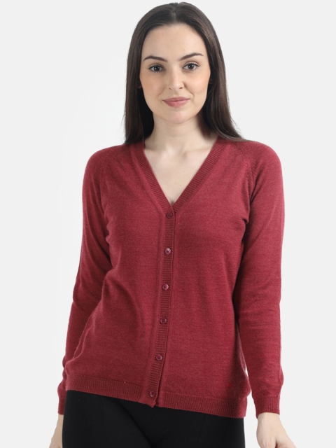 

Monte Carlo Women Maroon Solid Cardigan Sweater