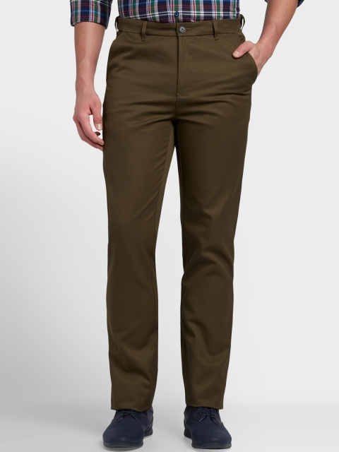 

ColorPlus Men Olive Green Tapered Fit Solid Regular Trousers