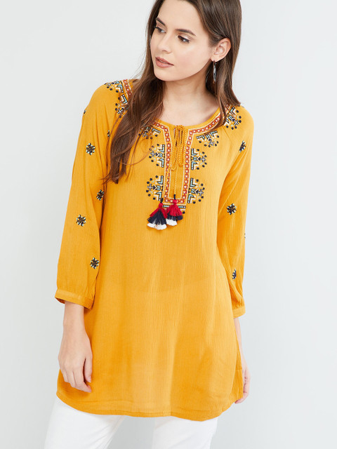 

MAX Embroidered Tunic, Yellow