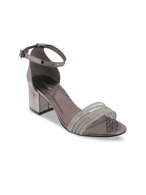 

Mochi Women Silver-Toned Woven Design Block Heels