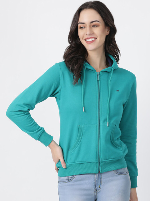 

Monte Carlo Women Blue Solid Hooded Sweatshirt