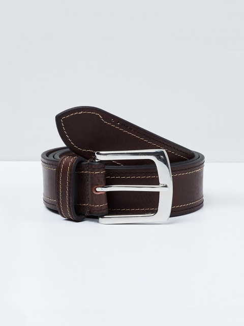 

max Men Brown Solid Leather Belt