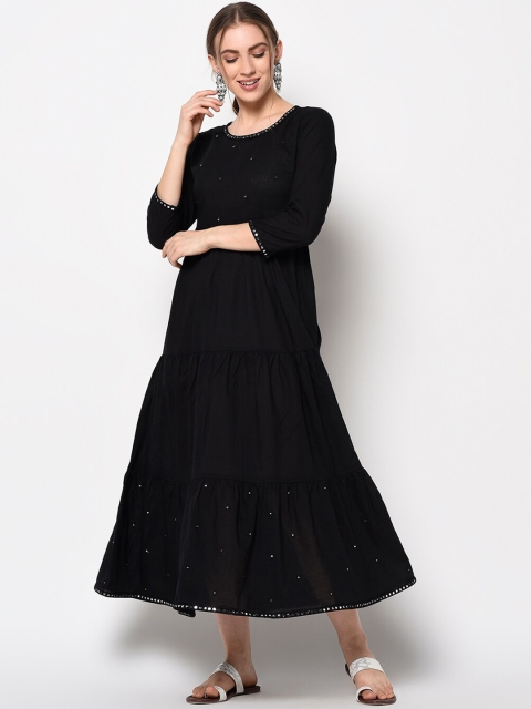 

Yufta Women Black Solid A-Line Dress