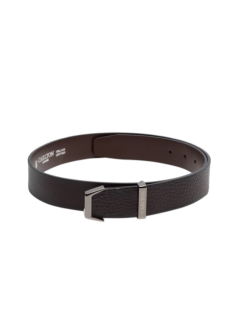 

Carlton London Men Black Textured Leather Belt