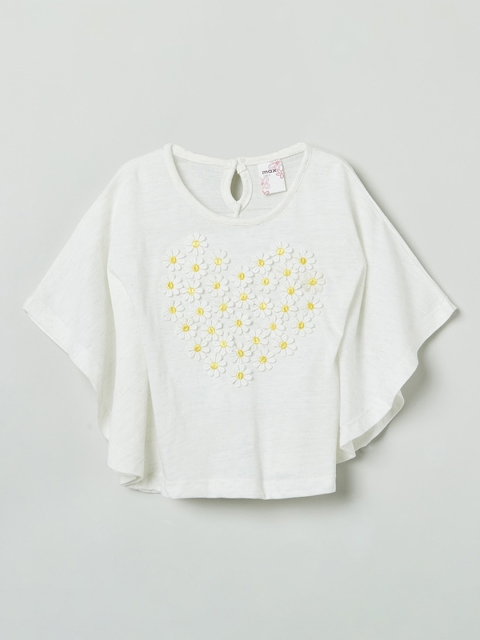

max Girls White Embroidered Top