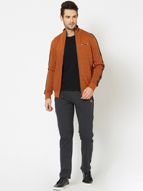 

Sweet Dreams Men Tan Brown & Grey Striped Tracksuit