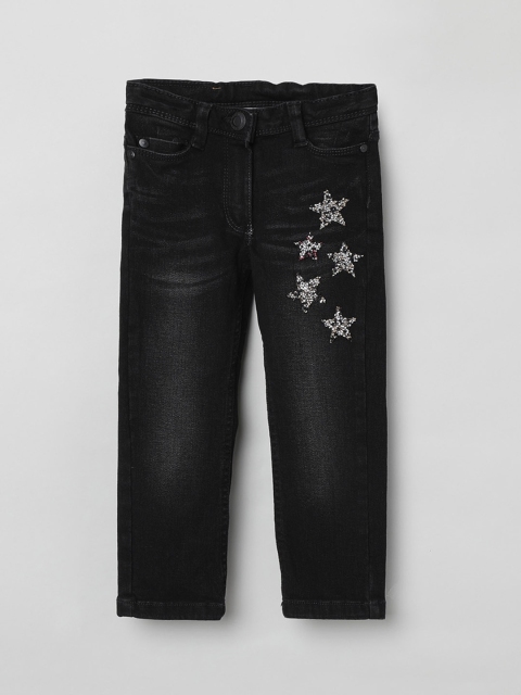 

max Girls Black Slim Fit Mid-Rise Clean Look Stretchable Jeans