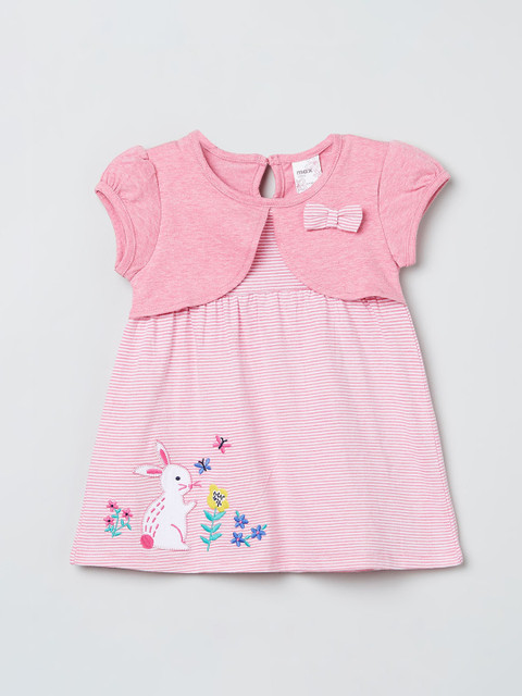

max Infant Girls Pink Striped A-Line Dress