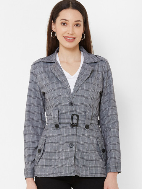 

Kraus Jeans Women Grey Checked Tailored Jacket