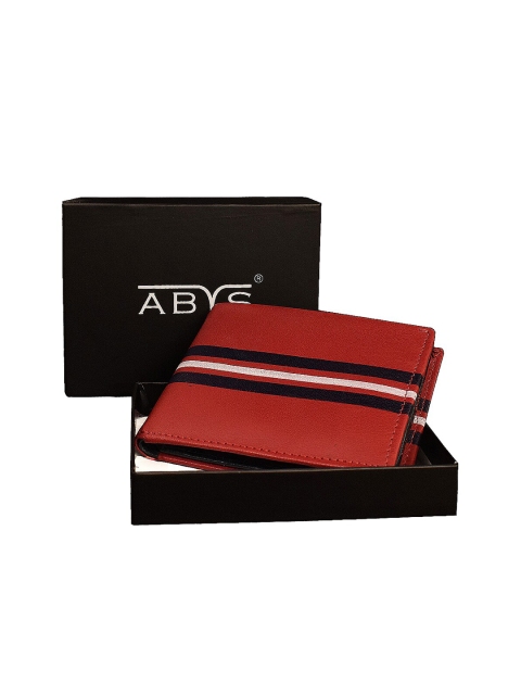 

ABYS Unisex Red Striped Leather Two Fold Wallet