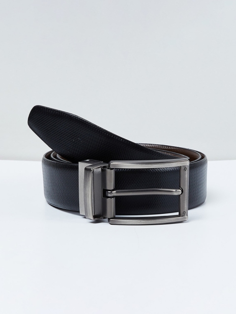 

max Men Black Solid Leather Belt