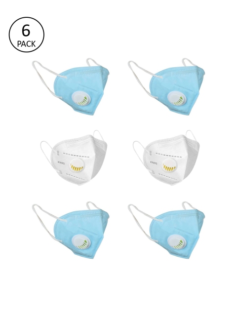 

OOMPH Adults Pack Of 6 Anti-Pollution Reusable 5-Ply Valved N95 Masks, Blue