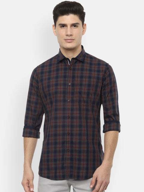 

Van Heusen Sport Men Brown & Navy Blue Regular Fit Checked Casual Shirt