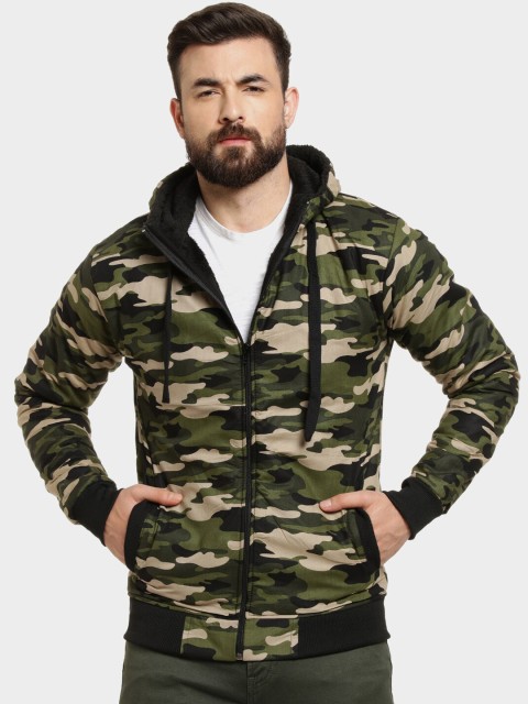 

Campus Sutra Men Green Self Design Open Front Jacket