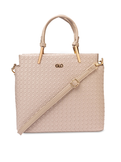 

Globus Beige Self Design Handheld Bag