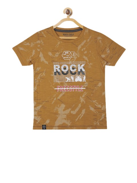 

Monte Carlo Boys Mustard Printed Round Neck T-shirt