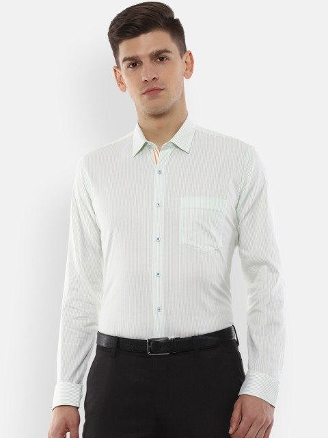 

Van Heusen Men White & Green Slim Fit Striped Formal Shirt