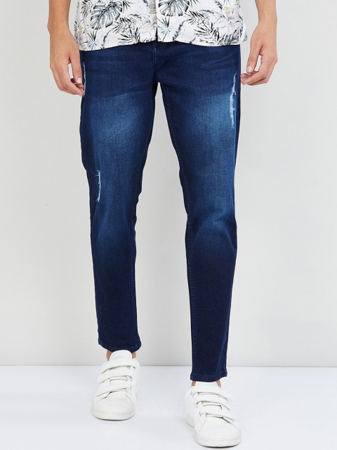 

max Men Blue Skinny Fit Mid-Rise Low Distress Stretchable Jeans