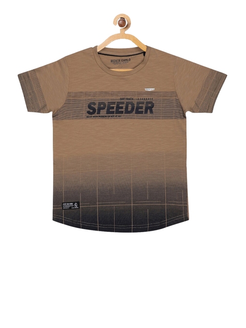 

Monte Carlo Boys Khaki Printed Round Neck T-shirt