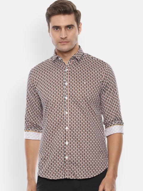 

V Dot Men White & Black Slim Fit Printed Casual Shirt
