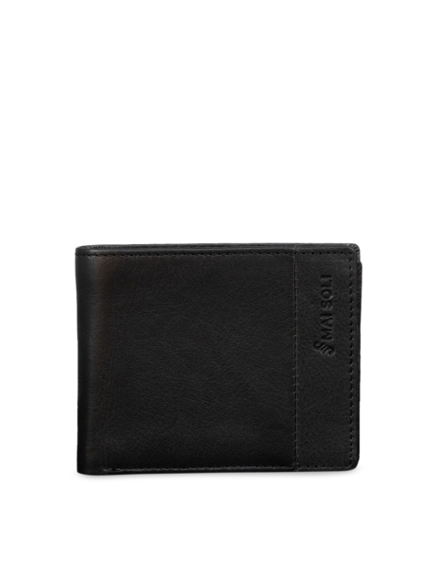 

MAI SOLI Men Black Solid Two Fold Genuine Leather Wallet