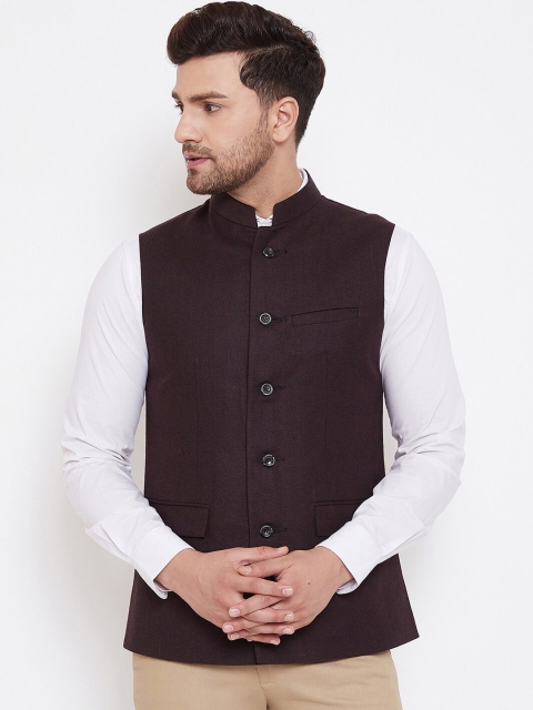 

Spirit Men Coffee Brown Solid Nehru Jacket