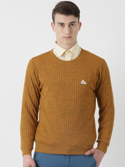 

Monte Carlo Men Mustard Yellow Solid Pullover Sweater