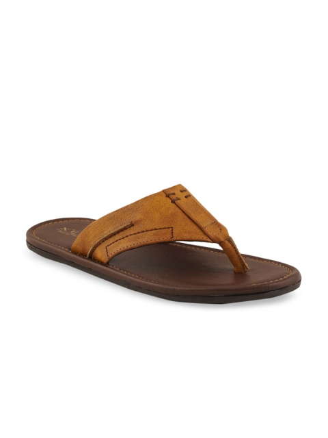

XESS by iD Men Tan Brown Solid Slip-On Flip Flops
