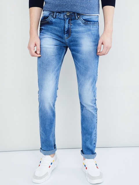 

max Men Blue Skinny Fit Mid-Rise Clean Look Jeans