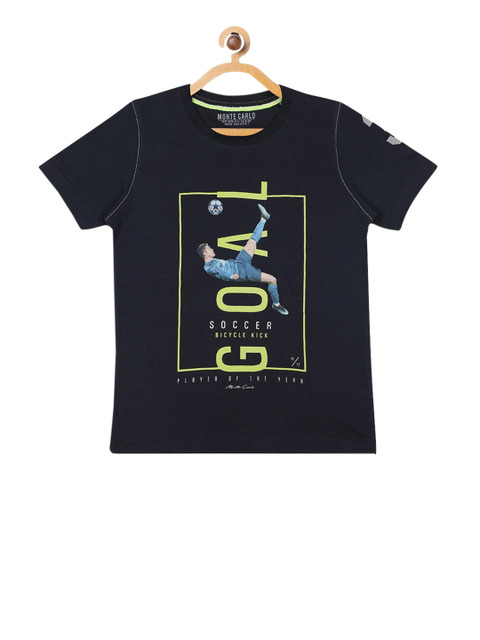 

Monte Carlo Boys Navy Blue Printed Round Neck T-shirt