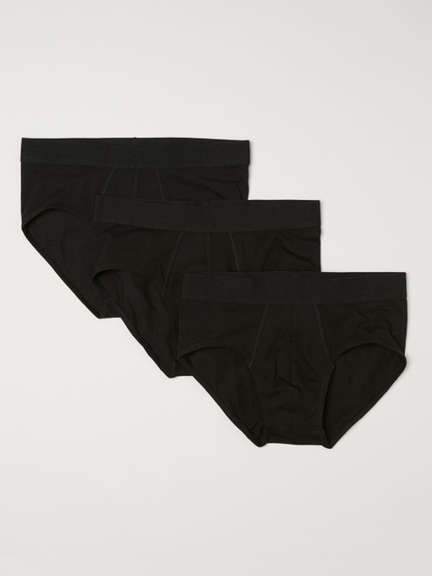 

H&M Men Black 3-Pack Cotton Briefs