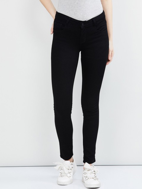

max Women Black Skinny Fit Mid-Rise Clean Look Stretchable Jeans