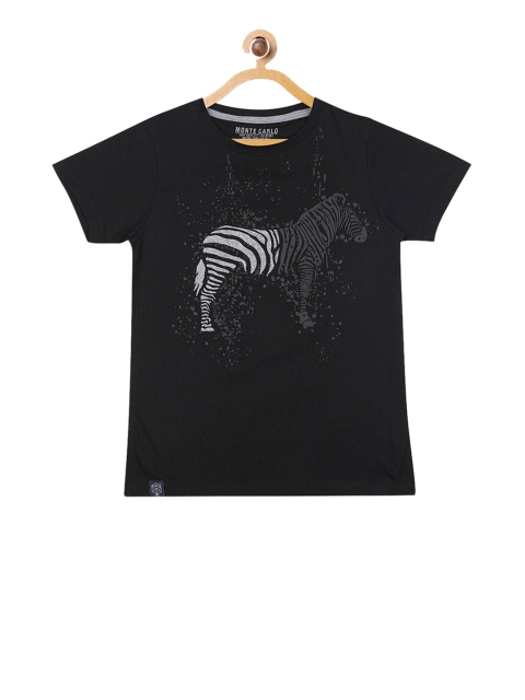 

Monte Carlo Boys Black Printed Round Neck T-shirt