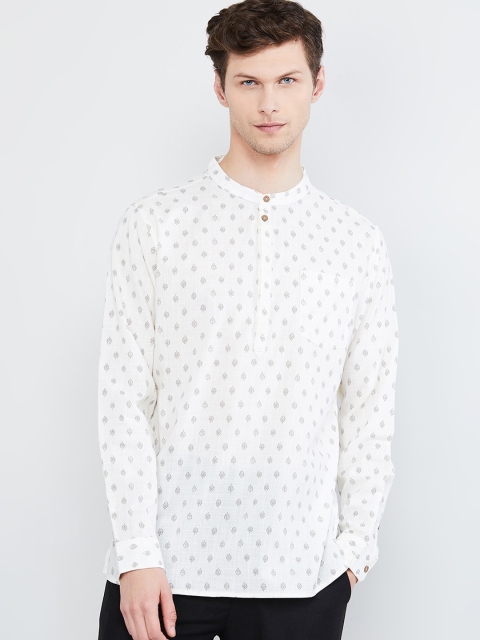 

max Men Off-White Woven Design Straight Kurta