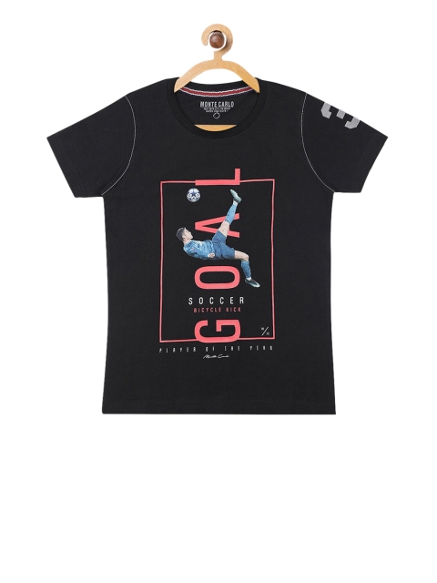 

Monte Carlo Boys Black Ronaldo Printed Round Neck T-shirt
