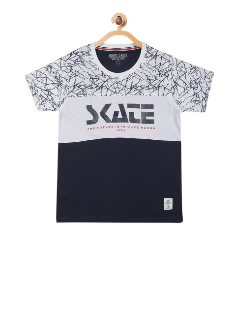 

Monte Carlo Boys Grey & Black Colourblocked Round Neck T-shirt