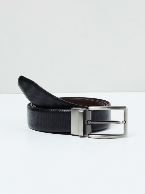 

max Men Black Solid Reversible Leather Belt