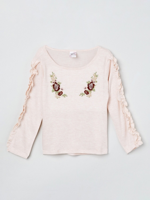 

max Girls Pink Embroidered Top