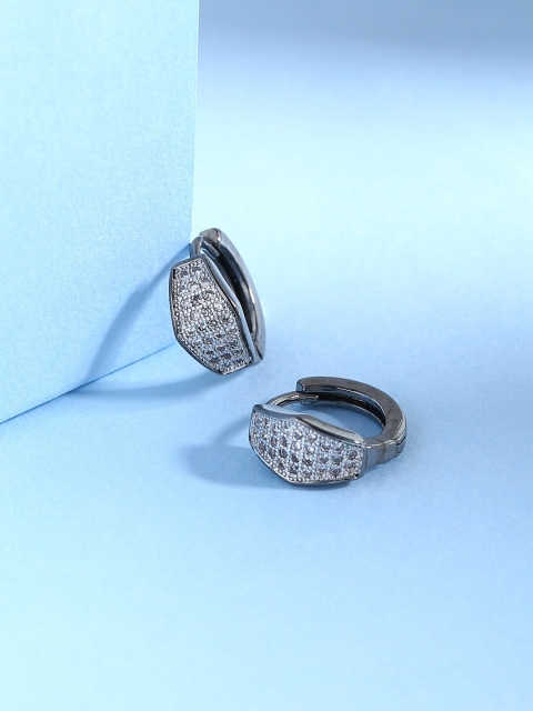 

Tistabene White & Grey Geometric Hoop Earrings