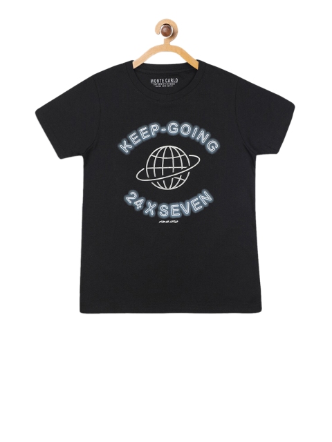 

Monte Carlo Boys Black Printed Round Neck T-shirt