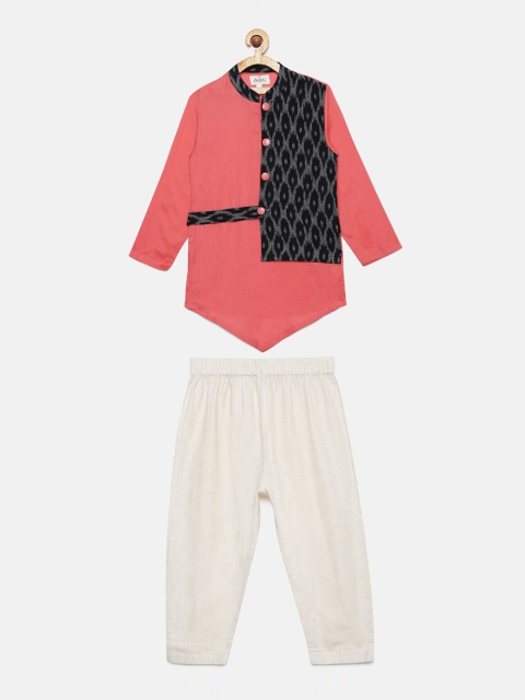 

Tutus By Tutu Boys Pink & White Colourblocked Kurta with Pyjamas