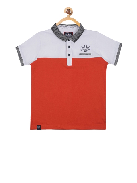 

Monte Carlo Boys White & Orange Colourblocked Polo Collar T-shirt