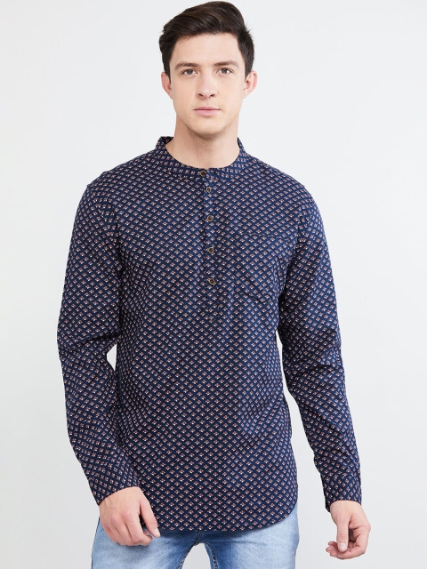 

max Men Blue Printed Straight Kurta