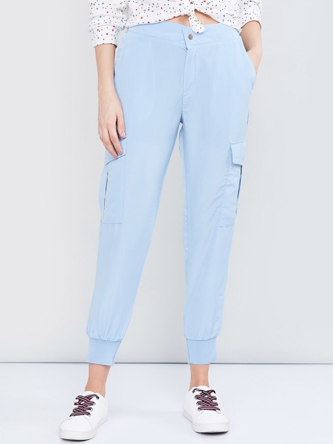 

max Women Blue Slim Fit Solid Joggers