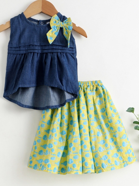 

Keebee Yellow & Blue Organic Cotton Ready to Wear Lehenga with Blouse